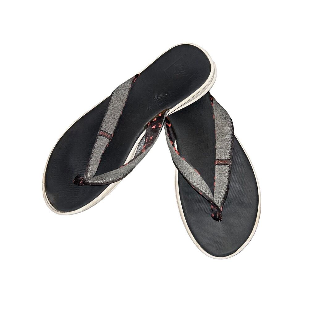 Reef Black Flip Flops‎ Pink Gray Strap Casual Sandals Women’s Size 7 Casual
